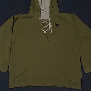 PINK VICTORIA SECRET Olive Green  Hoodie EUC L